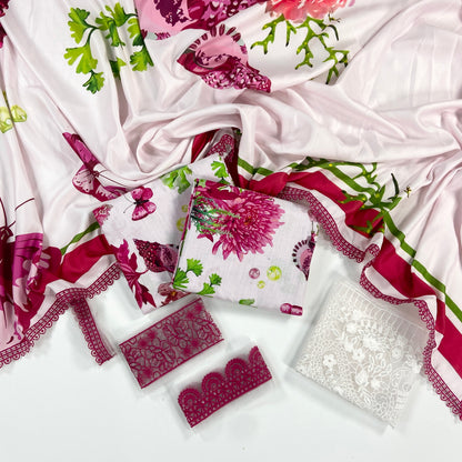 Maria B Printed Slub Khaddar With Emb Patches 3PC