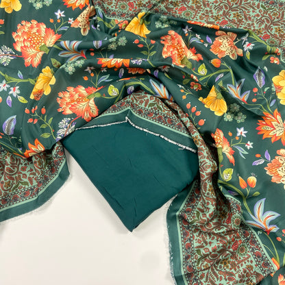 Maria B Linen Dyed Matching Suit With Wool Shawl-3PC