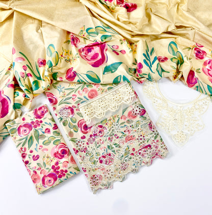 Crimson Luxury Emb Linen 3PC