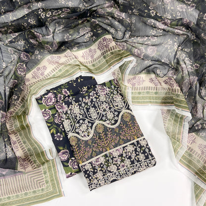 Anaya Noor Emb Bana Dora Lawn With Daman Patches 3PC