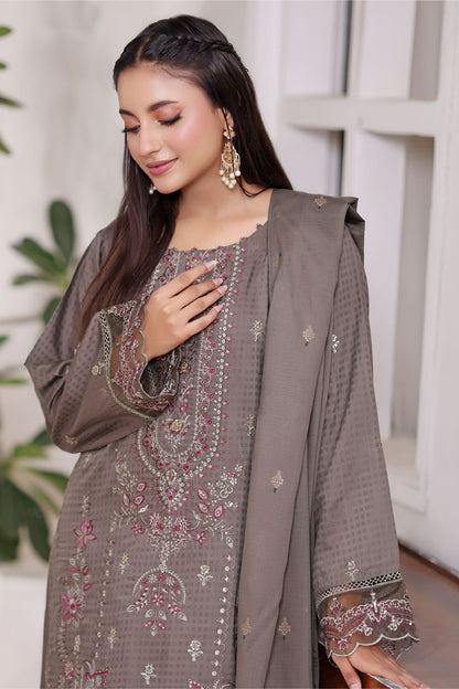 Poshna By Dressline Luxury Emb Jaquard Check Viscose 3PC