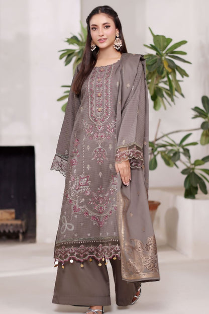 Poshna By Dressline Luxury Emb Jaquard Check Viscose 3PC