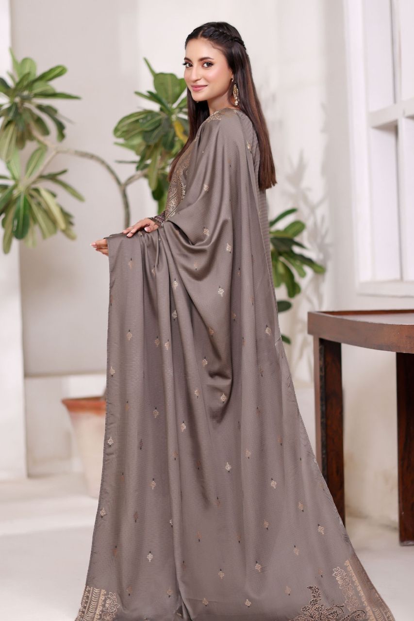 Poshna By Dressline Luxury Emb Jaquard Check Viscose 3PC