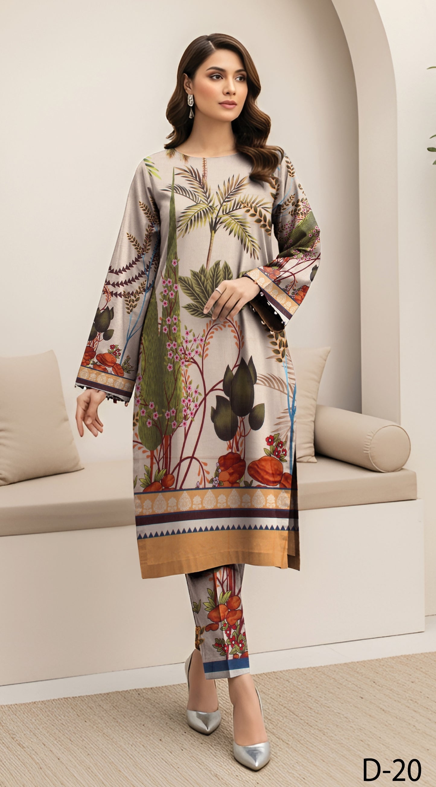 Anaya Noor Digital Printed Lawn Co-ard Set 2PC