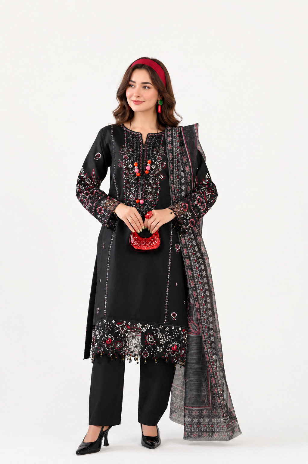 Maria B Fancy Jacquard Cotton Emb 3PC
