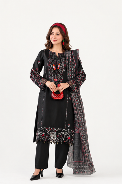 Maria B Fancy Jacquard Cotton Emb 3PC