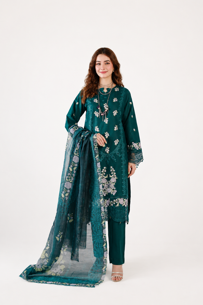 Maria B Fancy Jacquard Cotton Emb 3PC