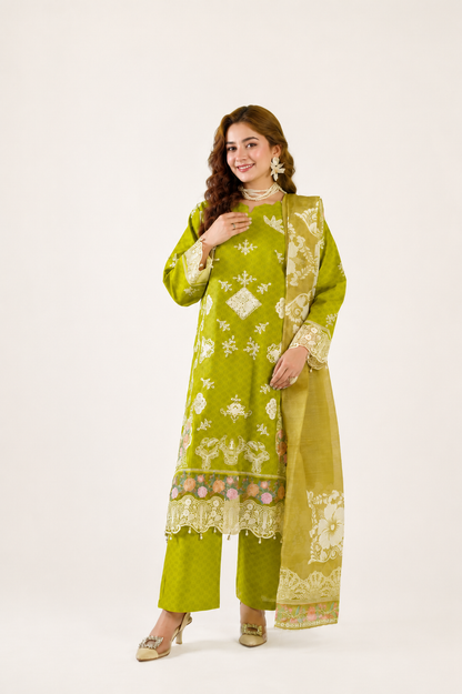 Sapphire Fancy Jacquard Cotton Emb 3PC