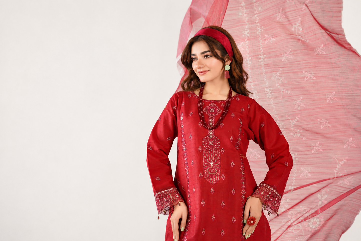 Sapphire Fancy Jacquard Cotton Emb 3PC