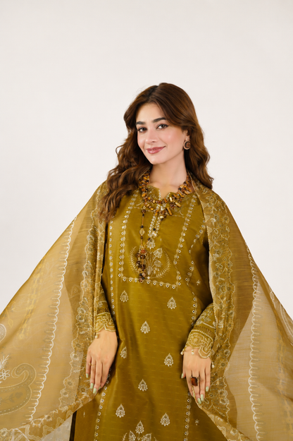 Sapphire Fancy Jacquard Cotton Emb 3PC
