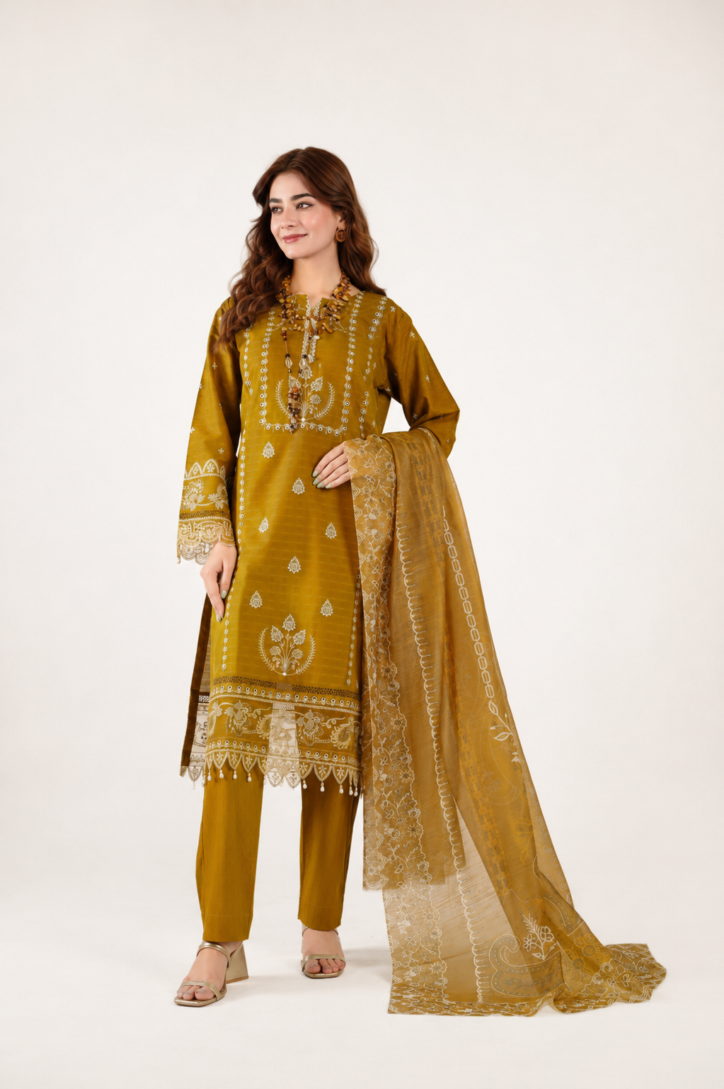 Sapphire Fancy Jacquard Cotton Emb 3PC