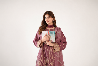 Anaya Noor Fancy Jacquard Cotton Emb-3PC