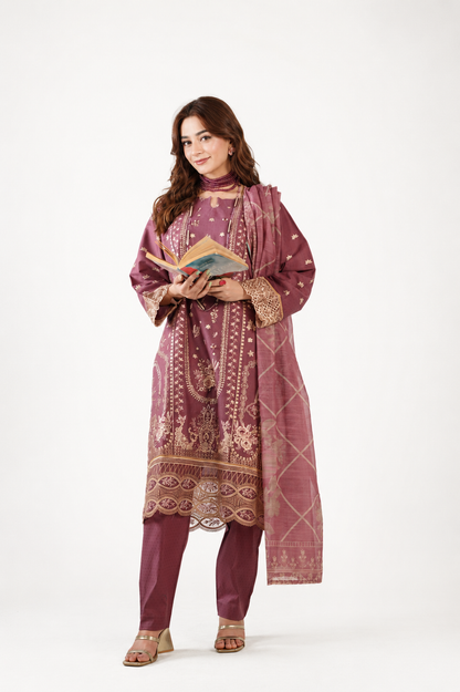 Anaya Noor Fancy Jacquard Cotton Emb-3PC
