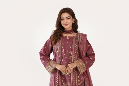 Anaya Noor Fancy Jacquard Cotton Emb-3PC
