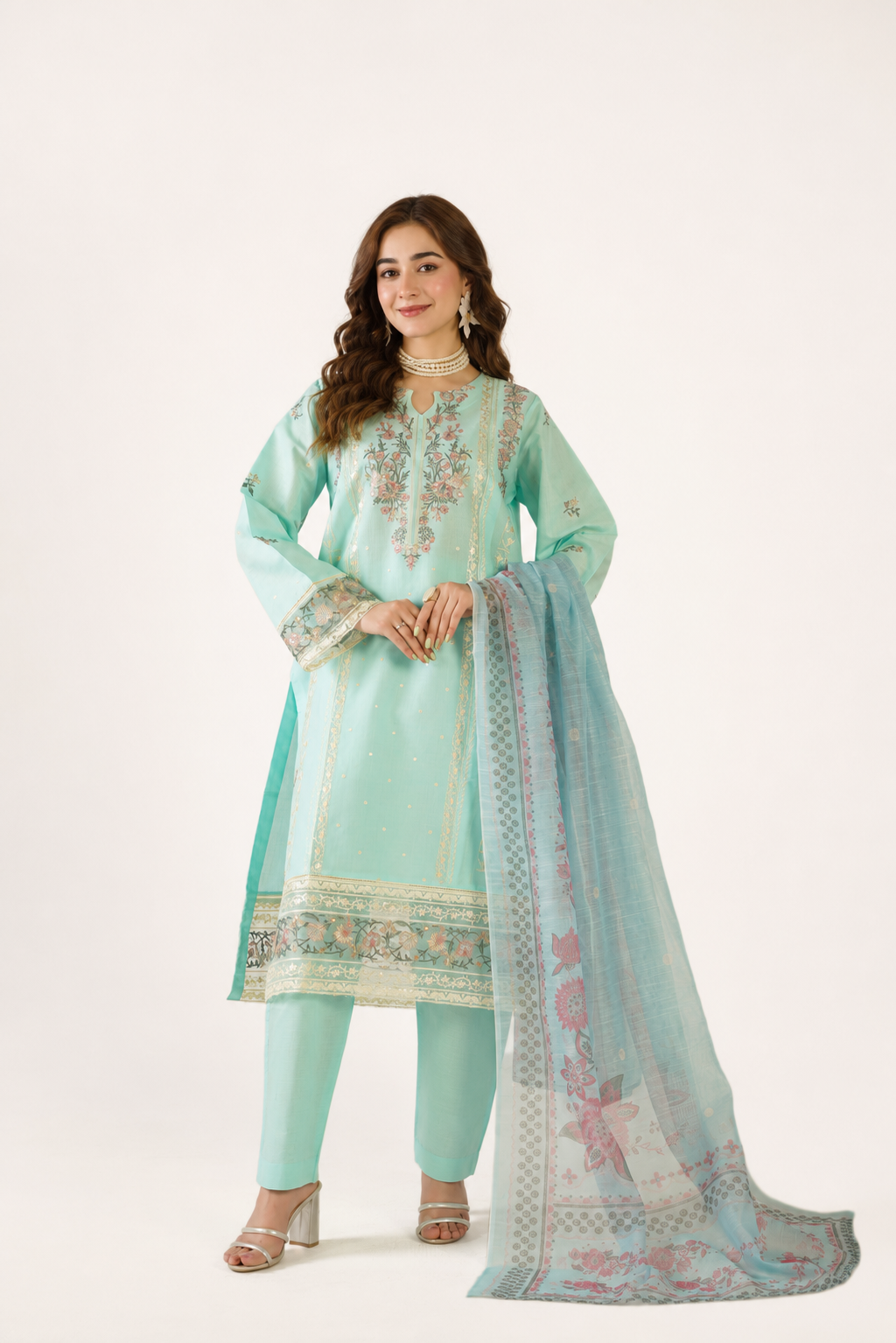 Anaya Noor Fancy Jacquard Cotton Emb 3PC