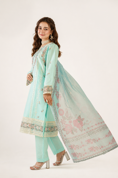 Anaya Noor Fancy Jacquard Cotton Emb 3PC