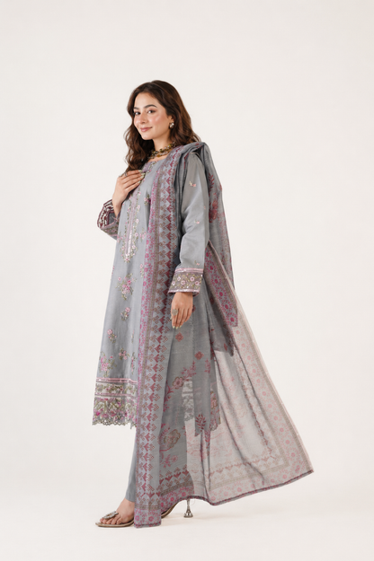 Anaya Noor Fancy Jacquard Cotton Emb 3PC