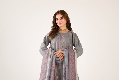 Anaya Noor Fancy Jacquard Cotton Emb 3PC