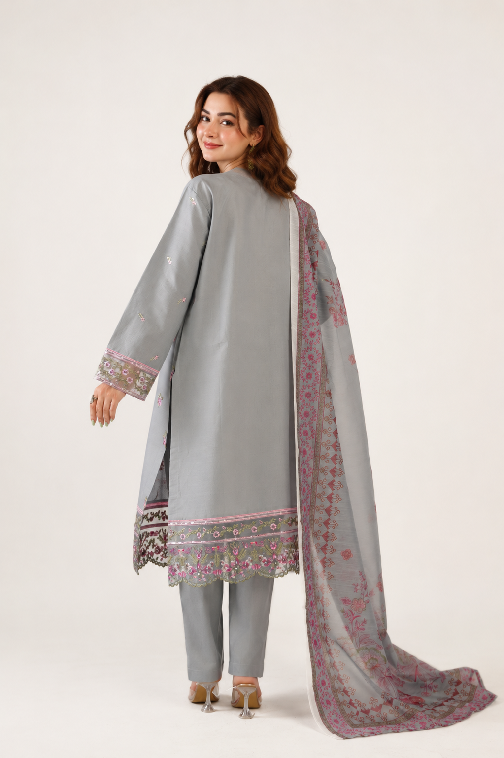 Anaya Noor Fancy Jacquard Cotton Emb 3PC