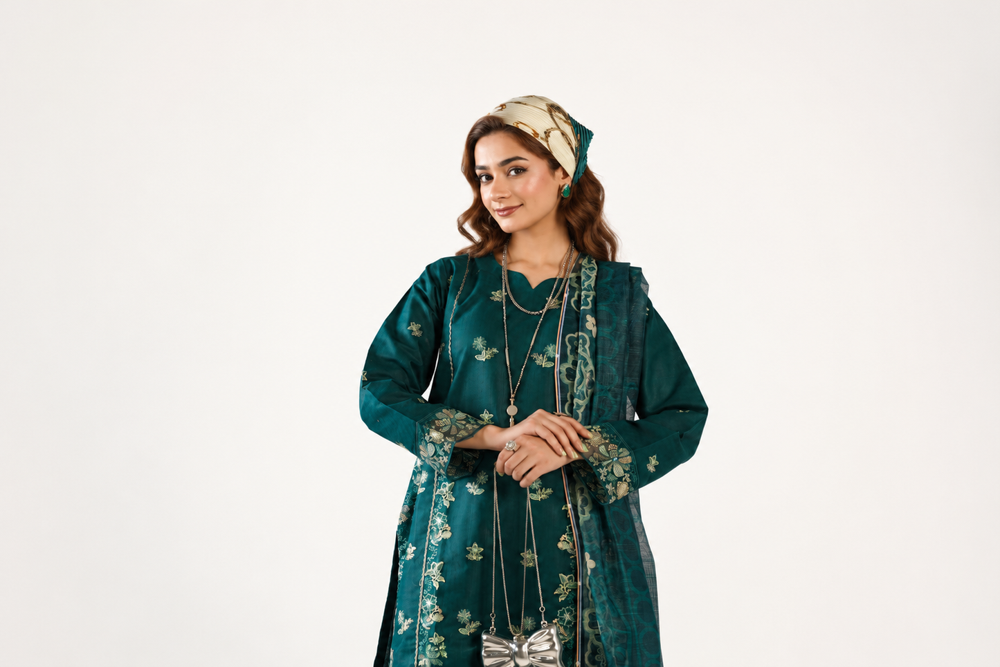 Anaya Noor Fancy Jacquard Cotton Emb 3PC
