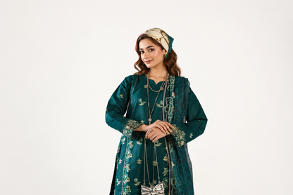 Anaya Noor Fancy Jacquard Cotton Emb 3PC