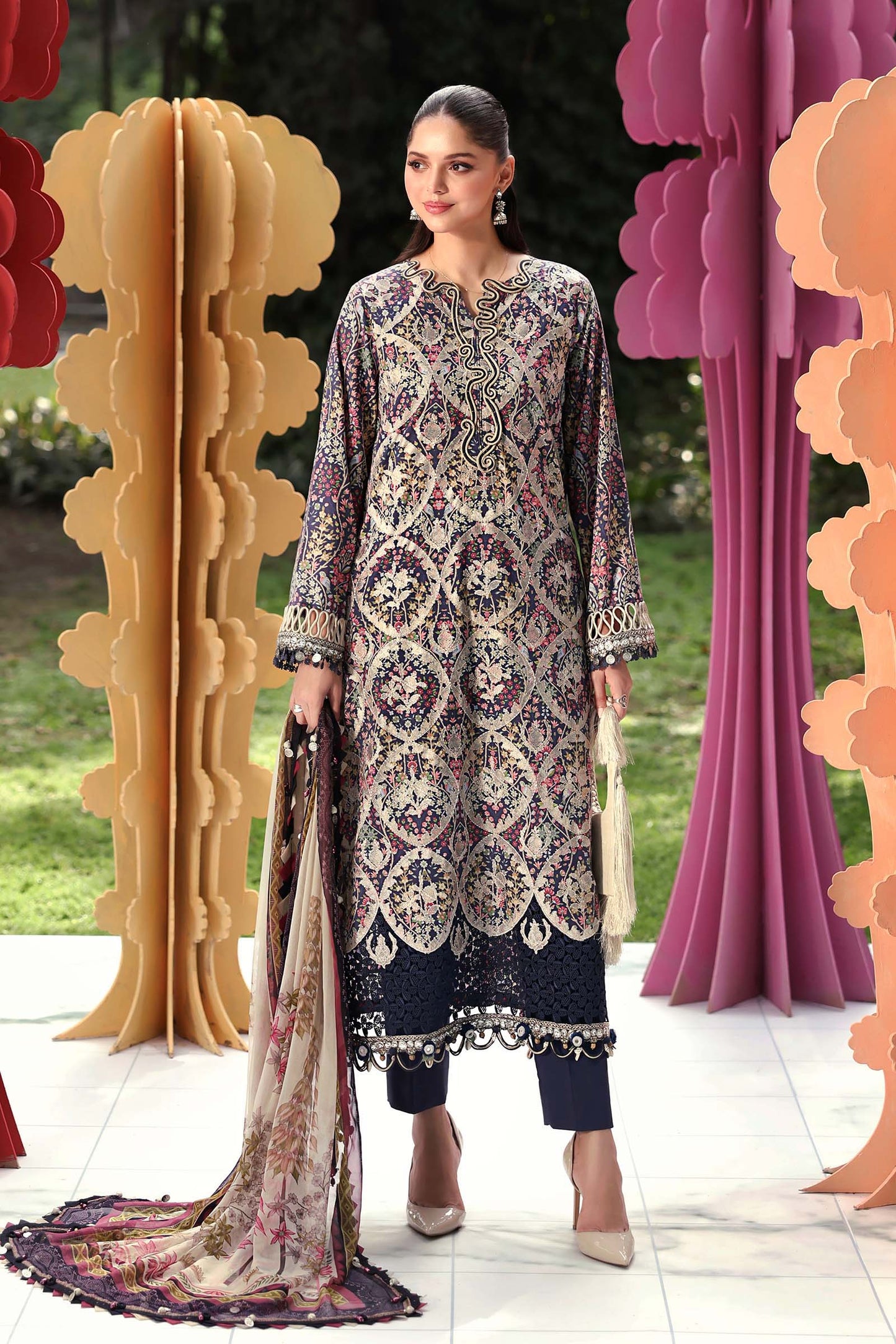 M.Prints By Maria B Digital Printed Lawn With Chiffon Dupatta 3PC
