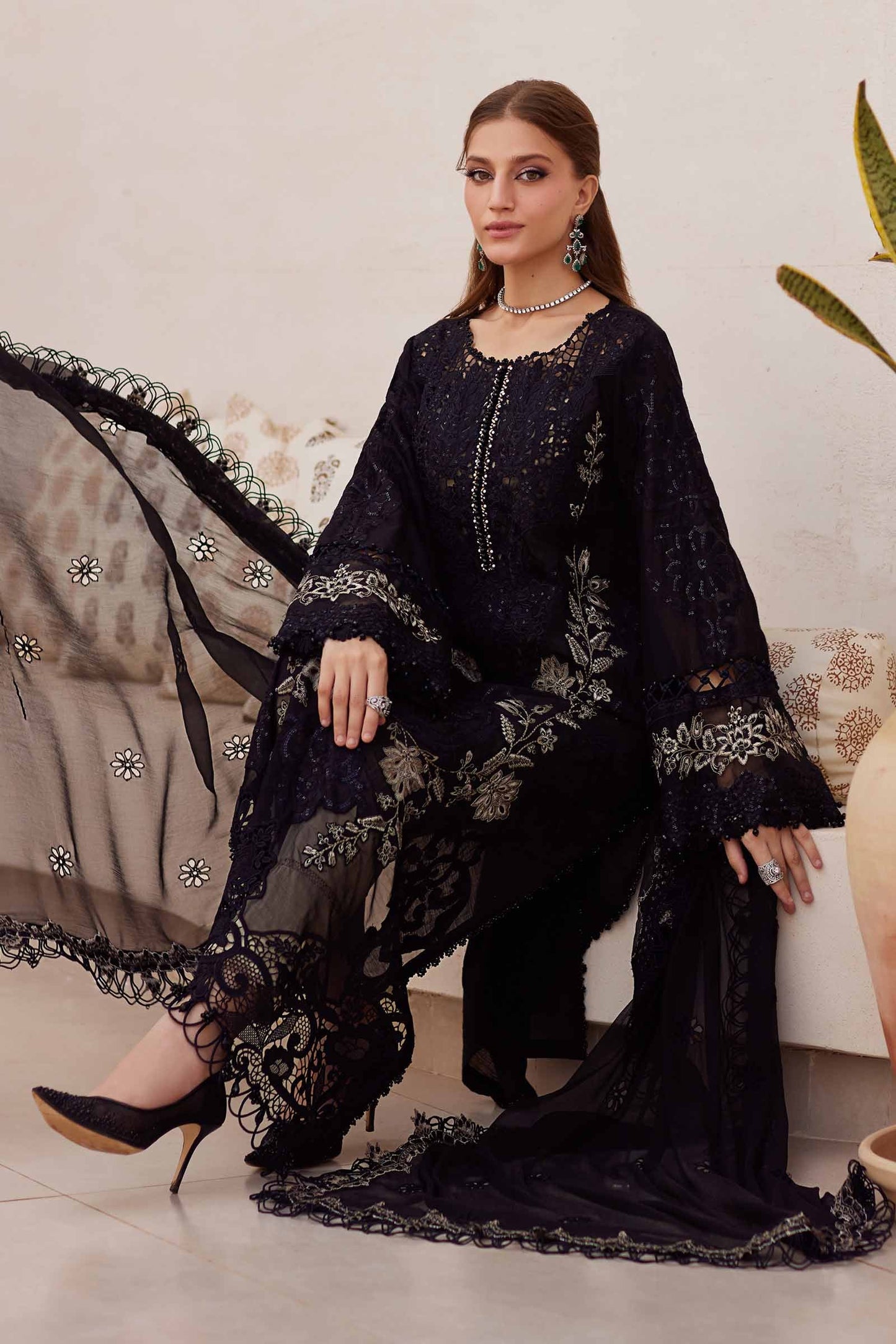 Bin Ilyas Cambric Embroidered 3PC