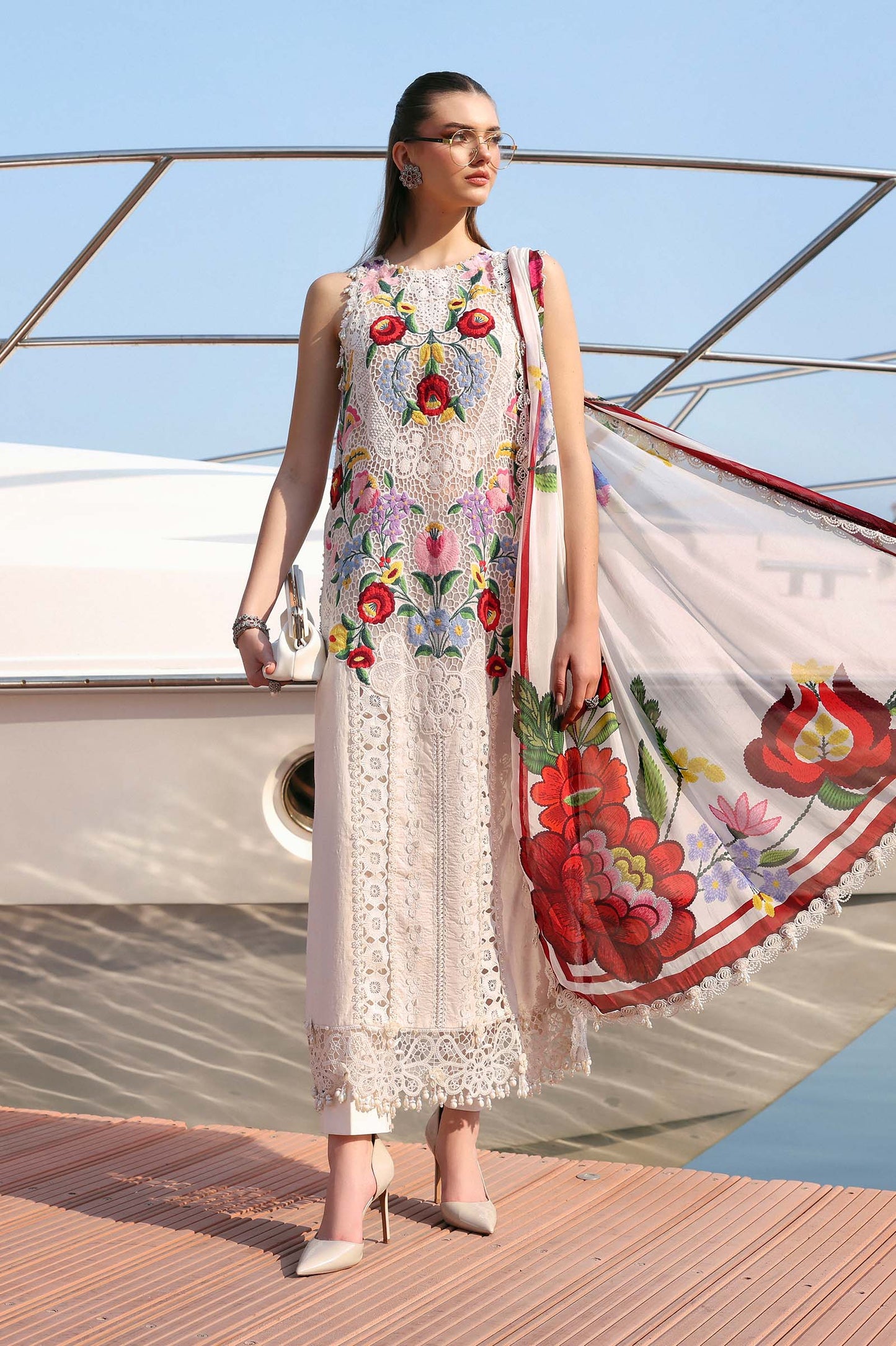 Maria B Plain Embroidered Lawn 3PC