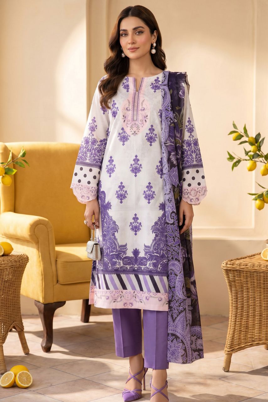 Maahru By Anaya Noor Digital Printed Lawn With Patches 3PC
