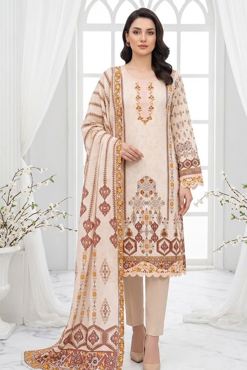 Maahru By Anaya Noor Digital Printed Lawn With Patches 3PC