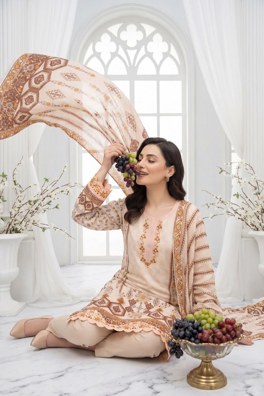 Maahru By Anaya Noor Digital Printed Lawn With Patches 3PC