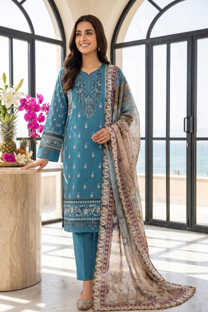 Maahru By Anaya Noor Digital Printed Lawn With Patches 3PC