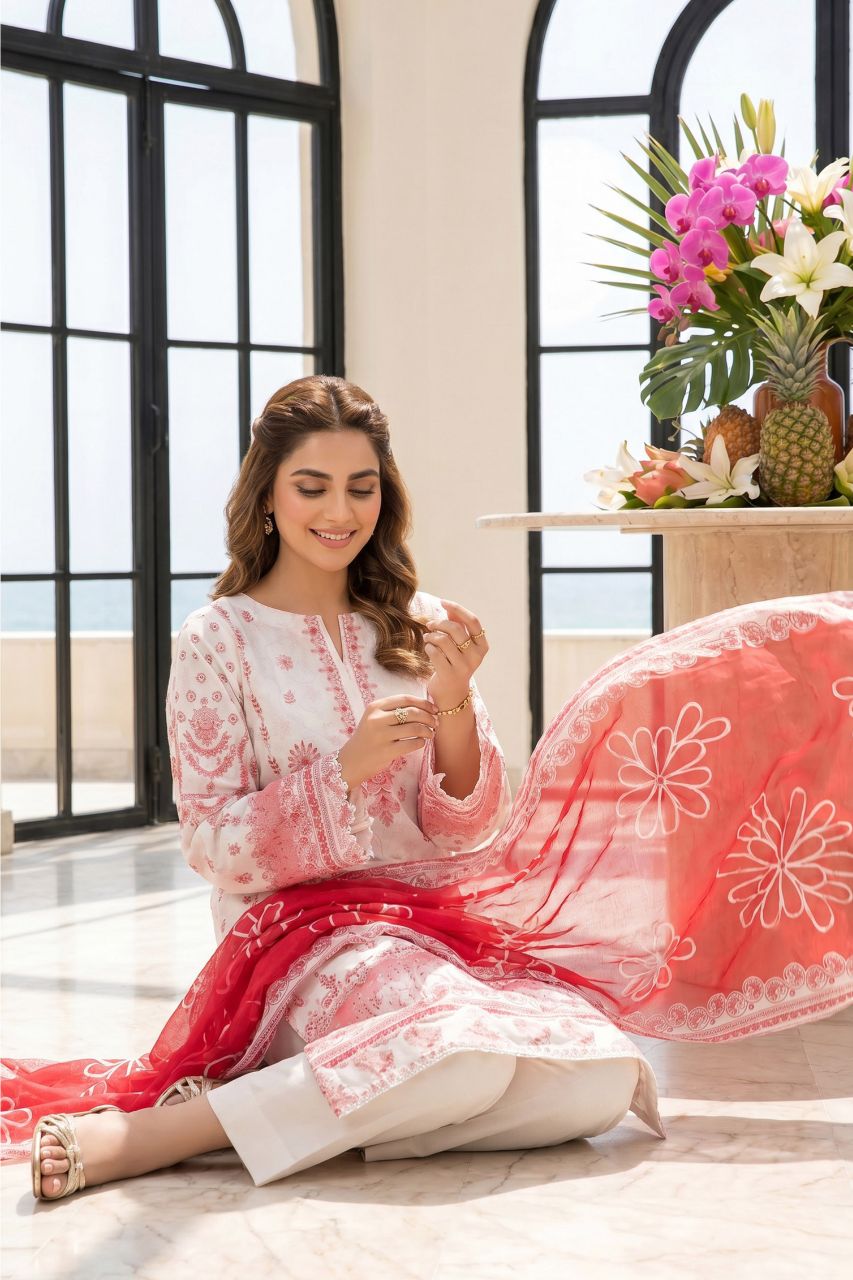 Maahru By Anaya Noor Digital Printed Lawn With Patches 3PC