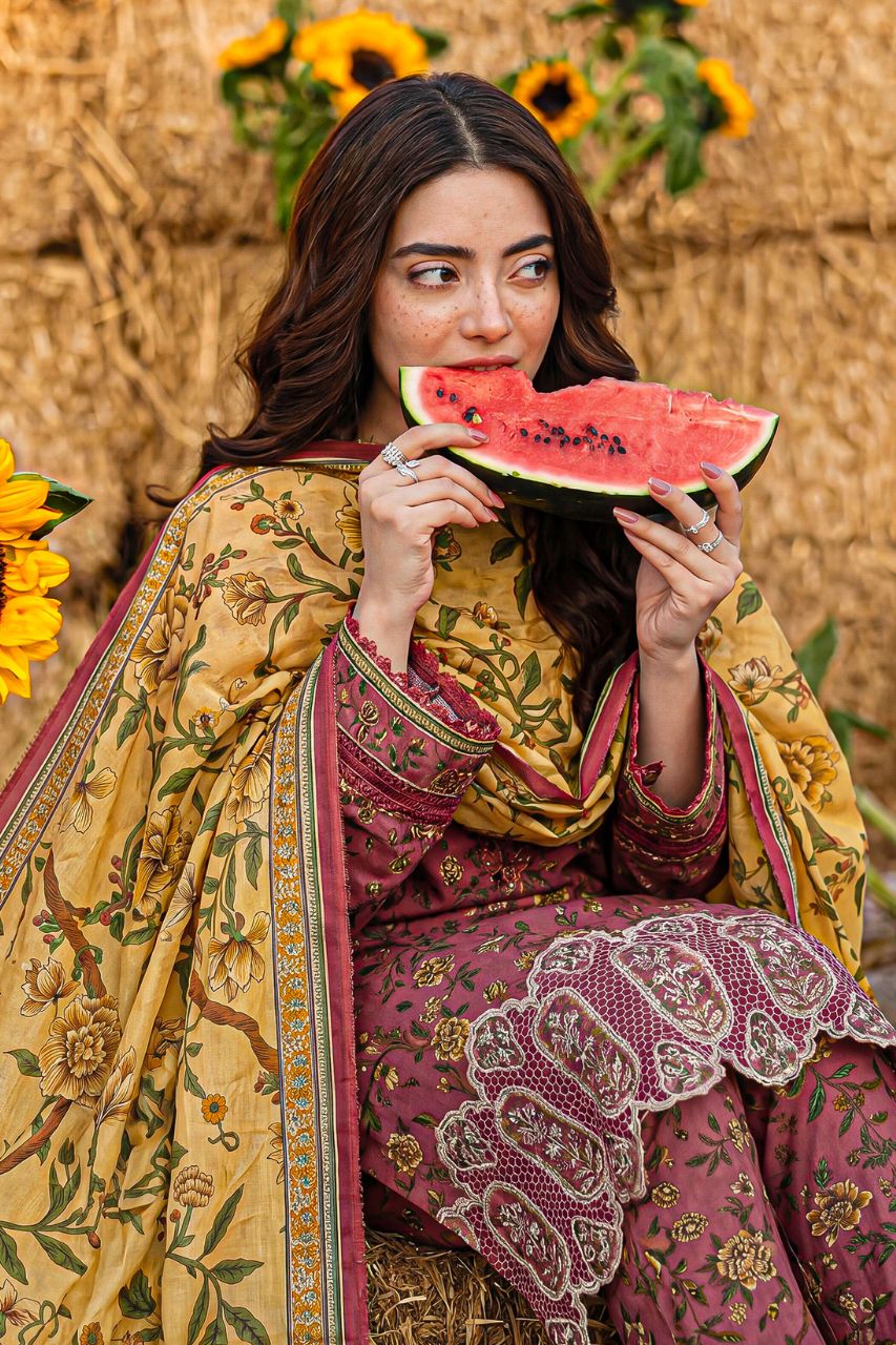 Rameen By Anaya Noor Printed & Laser Cutwork Emb Lawn 3PC