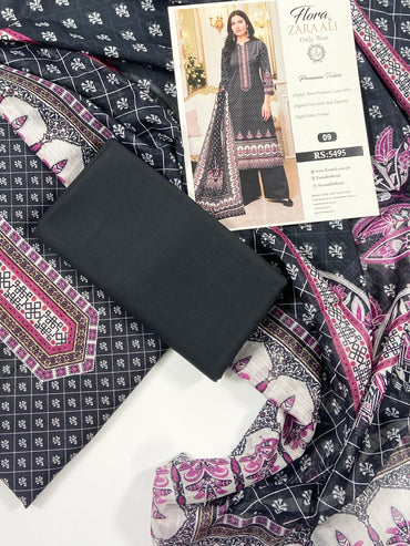 Flora By Zara Ali Printed Lawn 3PC