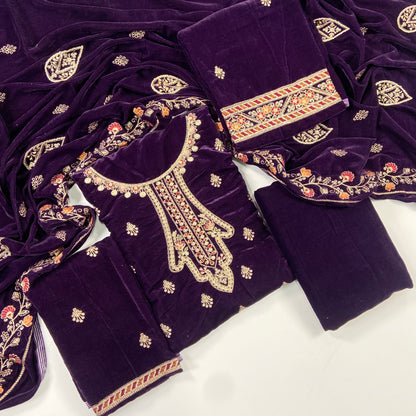 Maria B Luxury Velvet Embroidered Suit – 3PC