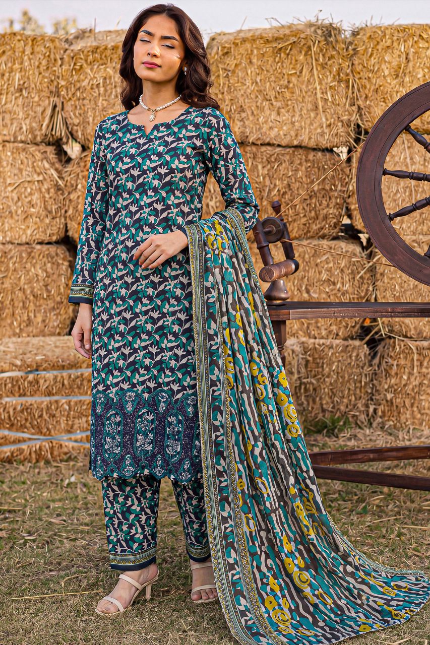 Rameen By Anaya Noor Printed & Laser Cutwork Emb Lawn 3PC