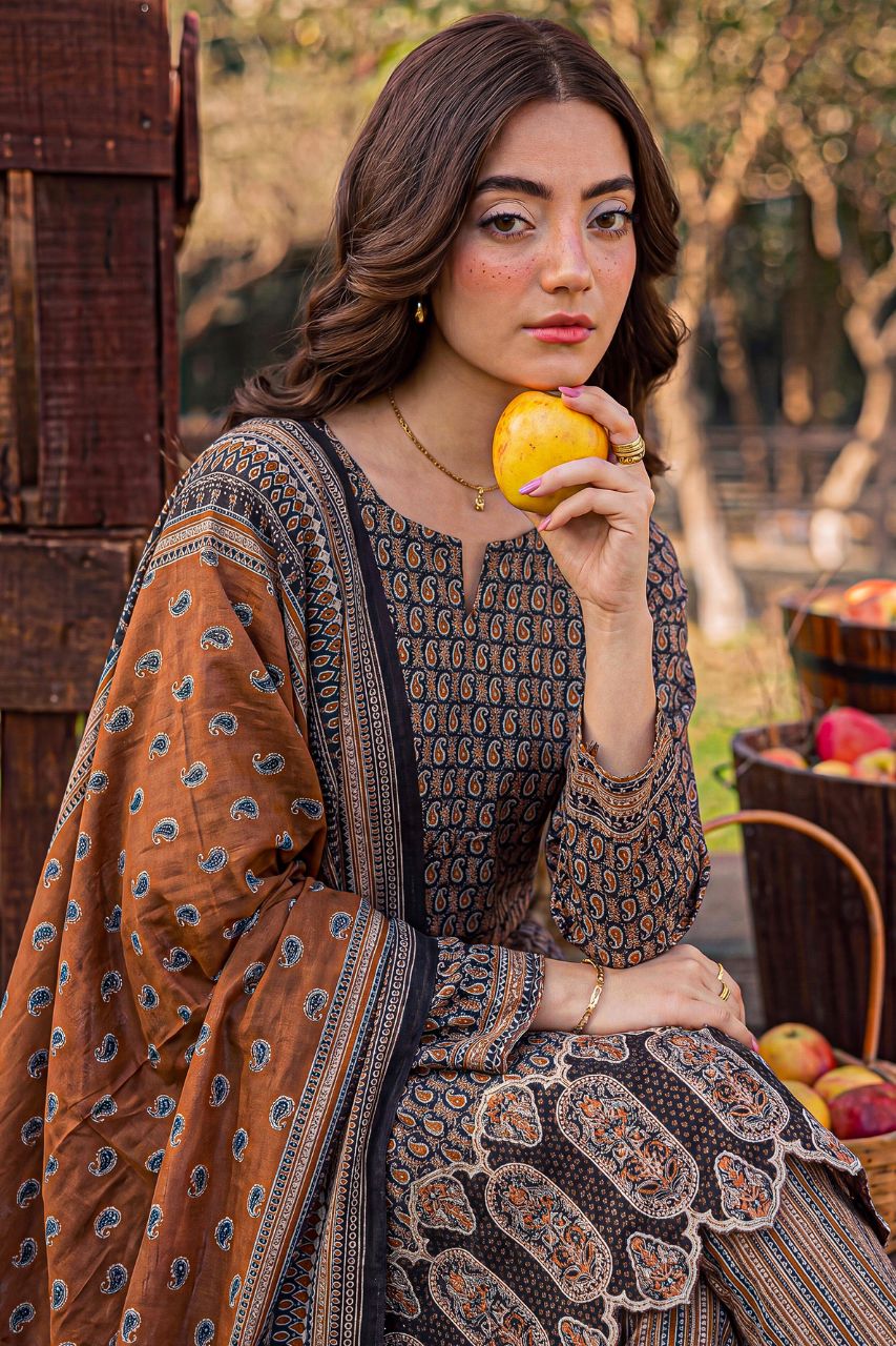 Rameen By Anaya Noor Printed & Laser Cutwork Emb Lawn 3PC