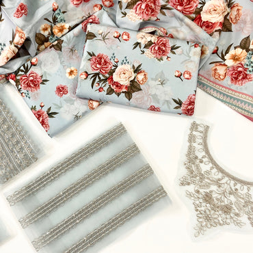 Baroque Printed Linen With Emb Patches 3PC