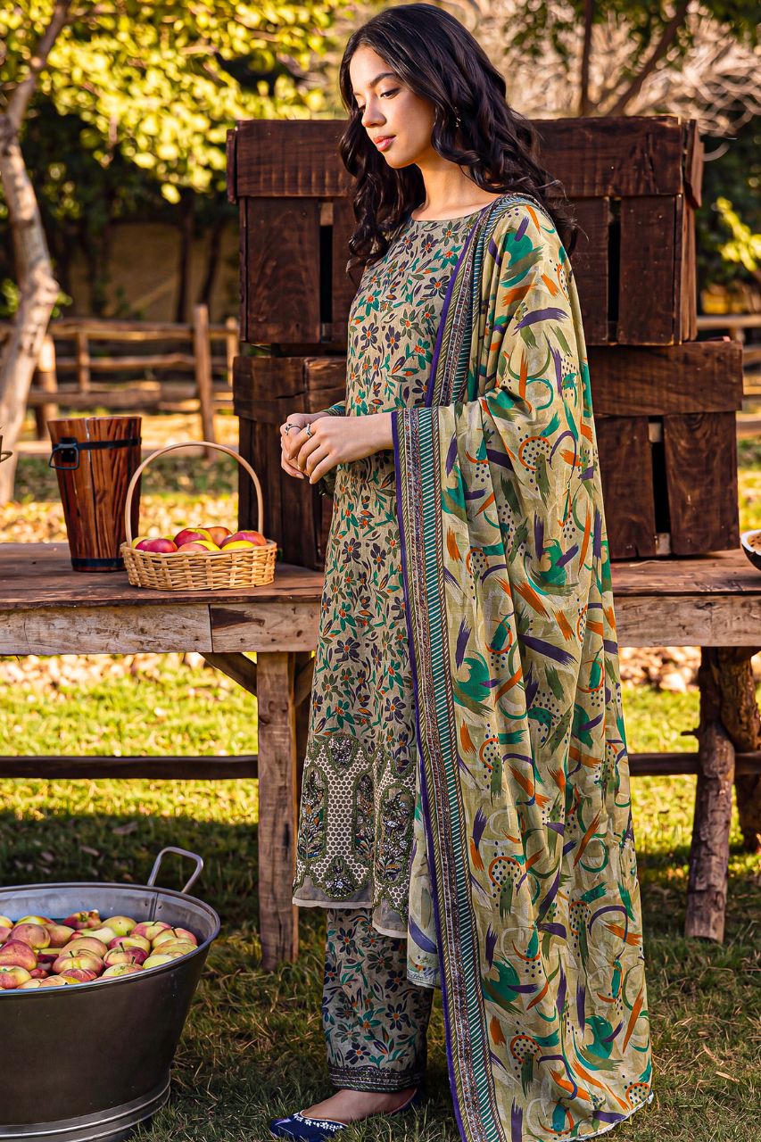 Rameen By Anaya Noor Printed & Laser Cutwork Emb Lawn 3PC
