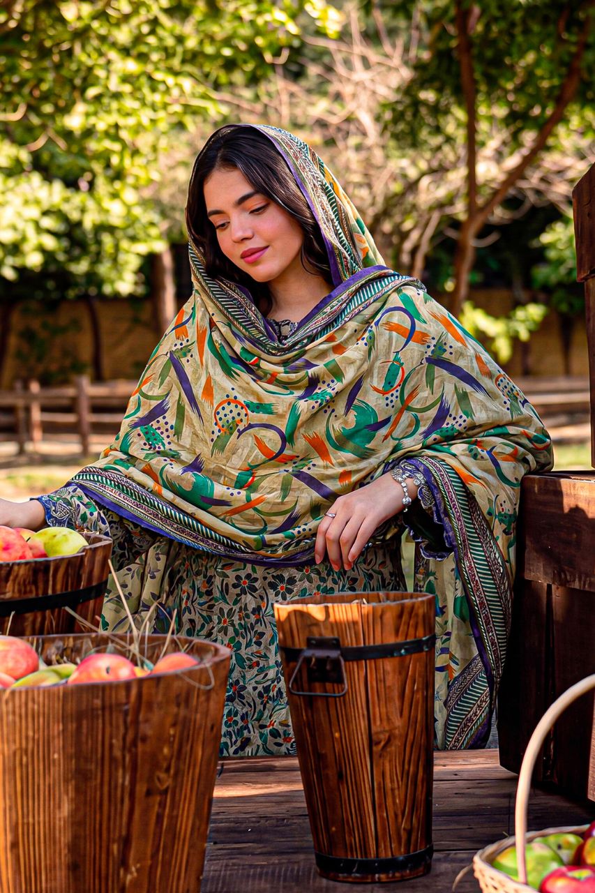 Rameen By Anaya Noor Printed & Laser Cutwork Emb Lawn 3PC