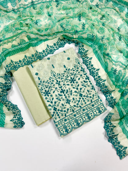 Riwayat Embroidered Lawn With Chiffon Dupatta 3PC