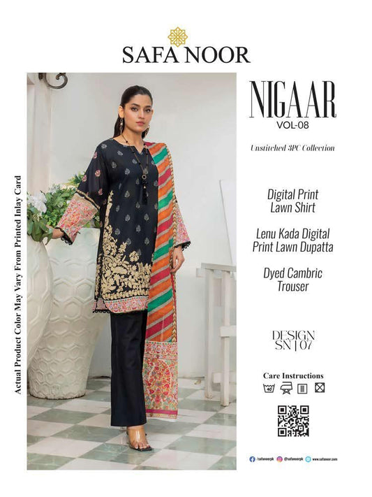 Safa Noor Digital Printed Lawn 3-PC