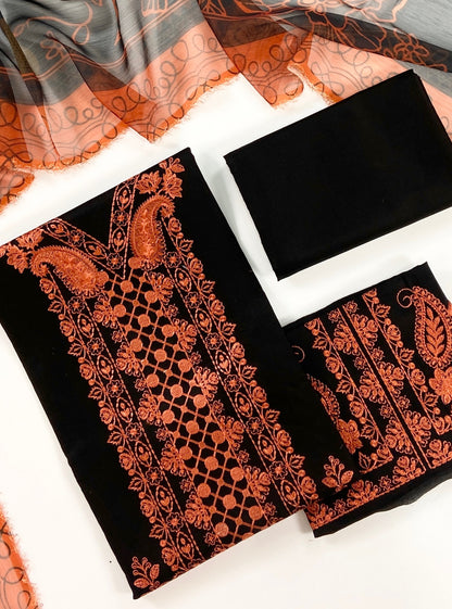 Farasha Plain Embroidered Lawn 3PC