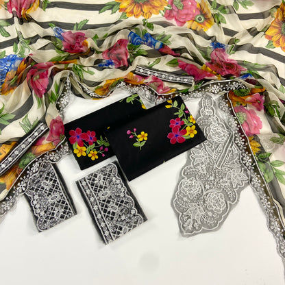 Aneelas Embroiderd & Digital Printed Lawn 3PC