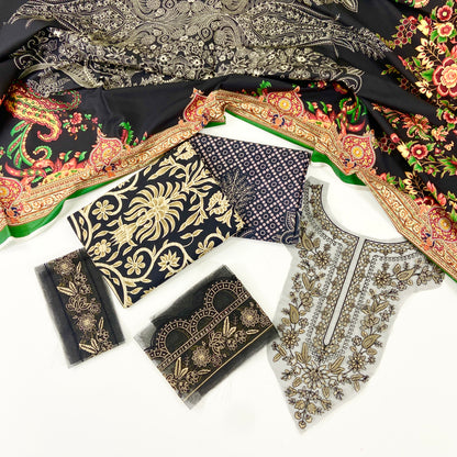 Maria B Printed Linen With Emb Patches 3PC