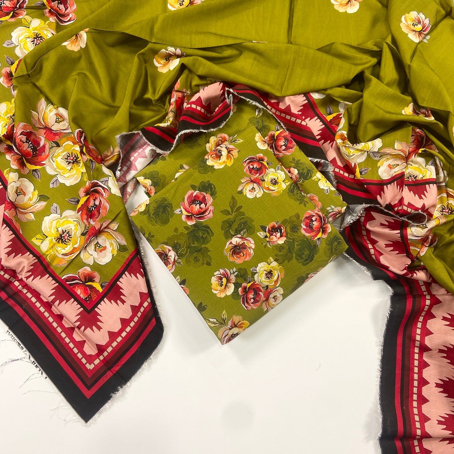 Anaya Noor Printed Bana Dora Slub Linen 3PC