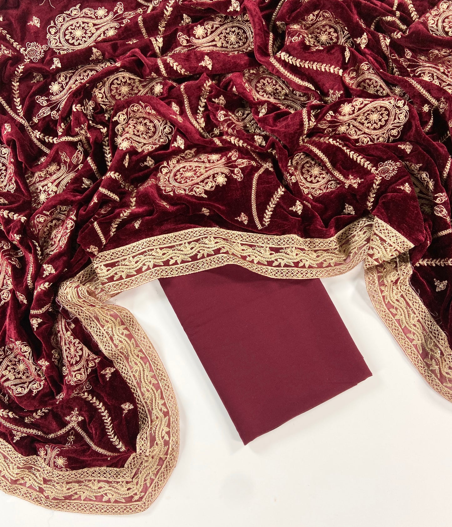 Maria B Dhanak with Emb Velvet Shawl 3PC