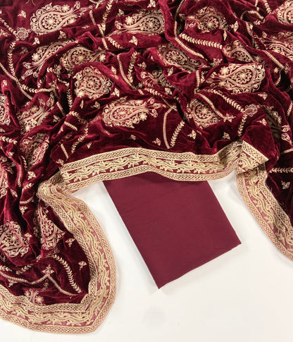 Maria B Dhanak with Emb Velvet Shawl 3PC