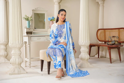 Baroque Printed Linen With Emb Patches 3PC
